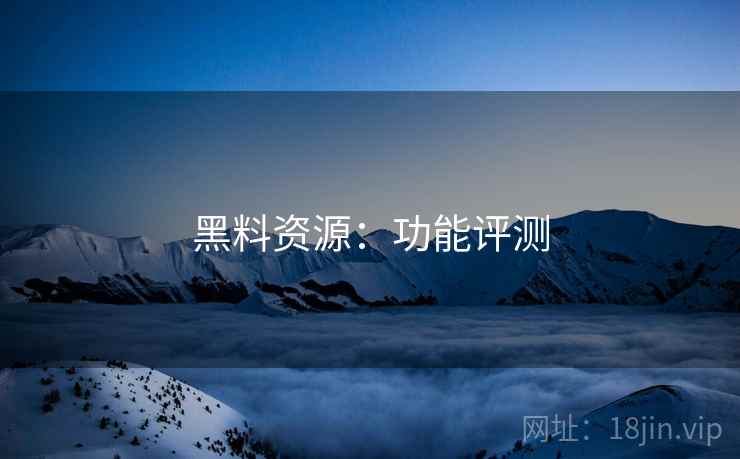 黑料资源：功能评测