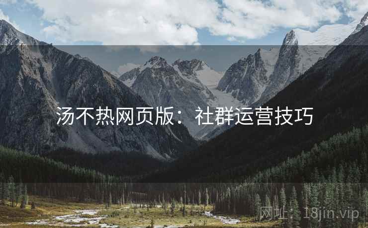 汤不热网页版：社群运营技巧